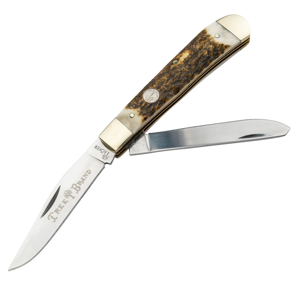 Boker TS 2.0 Stag Horn Trapper Folding Knife 1 Boker TS 2.0 Stag Horn Trapper Folding Knife