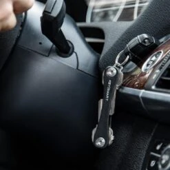 KeySmart Leather Compact Key Holder -Peuget Knives Shop KS019BLKLEA KeySmart Black Leather in Car Ignition