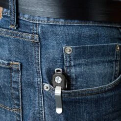 KeySmart Rugged Compact Key Holder -Peuget Knives Shop KS607BLK KeySmart Rugged Black Pocket Clip in Use x1000