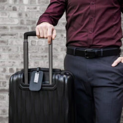 KeySmart RecoverID Anonymous Lost And Found Tag -Peuget Knives Shop KS701SS KeySmart RecoverID Tag on Luggage