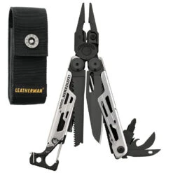 Leatherman Signal Multi-Tool With Nylon Sheath -Peuget Knives Shop LT832623 Leatherman Signal Black Silver Open with Sheath