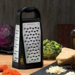 Microplane Elite Box Grater 8 Microplane Elite Box Grater -Peuget Knives Shop MP34009 Microplane Elite Box Grater Coarse Side with Food