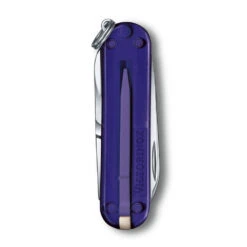 Victorinox Classic SD Swiss Army Knife, 2021 Translucent Colors -Peuget Knives Shop SA06223T29 Victorinox Classic SD Persian Indigo Back