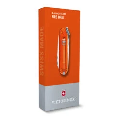 Victorinox Classic SD Swiss Army Knife, 2021 Translucent Colors -Peuget Knives Shop SA06223T82 Victorinox Classic SD Fire Opal Packaged