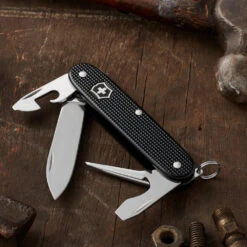 Victorinox Pioneer Black Alox Swiss Army Knife -Peuget Knives Shop SA0820123R Black Pioneer Open