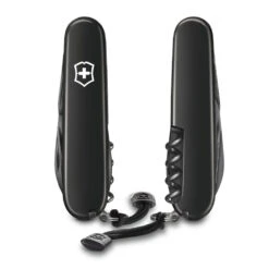 Victorinox Onyx Black Spartan Swiss Army Knife -Peuget Knives Shop SA1360331P Onyx Black Spartan Front and Black