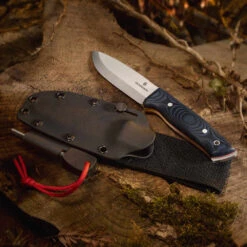 Victorinox Outdoor Master Mic Large Fixed-blade Knife -Peuget Knives Shop SA42261 Outdoor Master Large Beside Sheath on Log