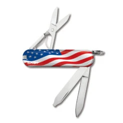 Victorinox US Flag Classic SD Designer Swiss Army Knife -Peuget Knives Shop SA67407 American Flag NEW Logo Classic SD