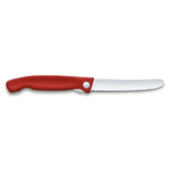 Swiss Classic 4.3" Foldable Paring Knife By Victorinox -Peuget Knives Shop VF67801F Red Folding Parer Open Back
