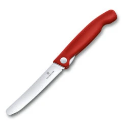 Swiss Classic 4.3" Foldable Paring Knife By Victorinox -Peuget Knives Shop VF67801F Red Folding Parer Open Front