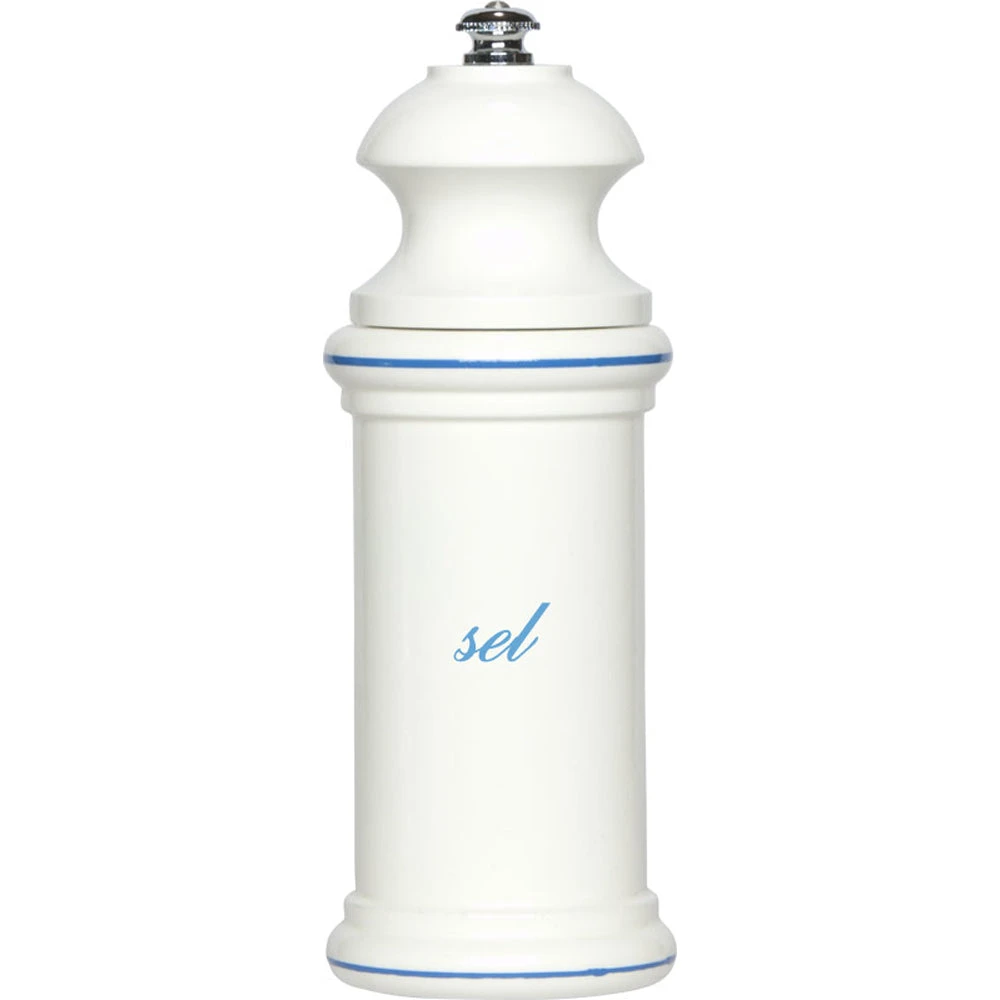 Fletchers' Mill Provencal Salt Mill - White With Blue "Sel" 1 Fletchers' Mill Provencal Salt Mill - White With Blue "Sel"