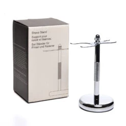 Pure Badger Universal Shaving Stand For Razor And Brush - Chrome -Peuget Knives Shop pbshavestanduni box x1000 231ab5cd 14f9 496d b1f3 7d0ec9344e9c