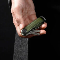 Orbitkey 2.0 Saffiano Leather Keychain -Peuget Knives Shop saffiano olivelfstylx1000 2