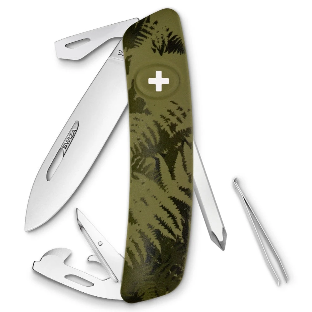 Swiza D04 Swiss Pocket Knife, Olive Fern Camouflage 1 Swiza D04 Swiss Pocket Knife, Olive Fern Camouflage