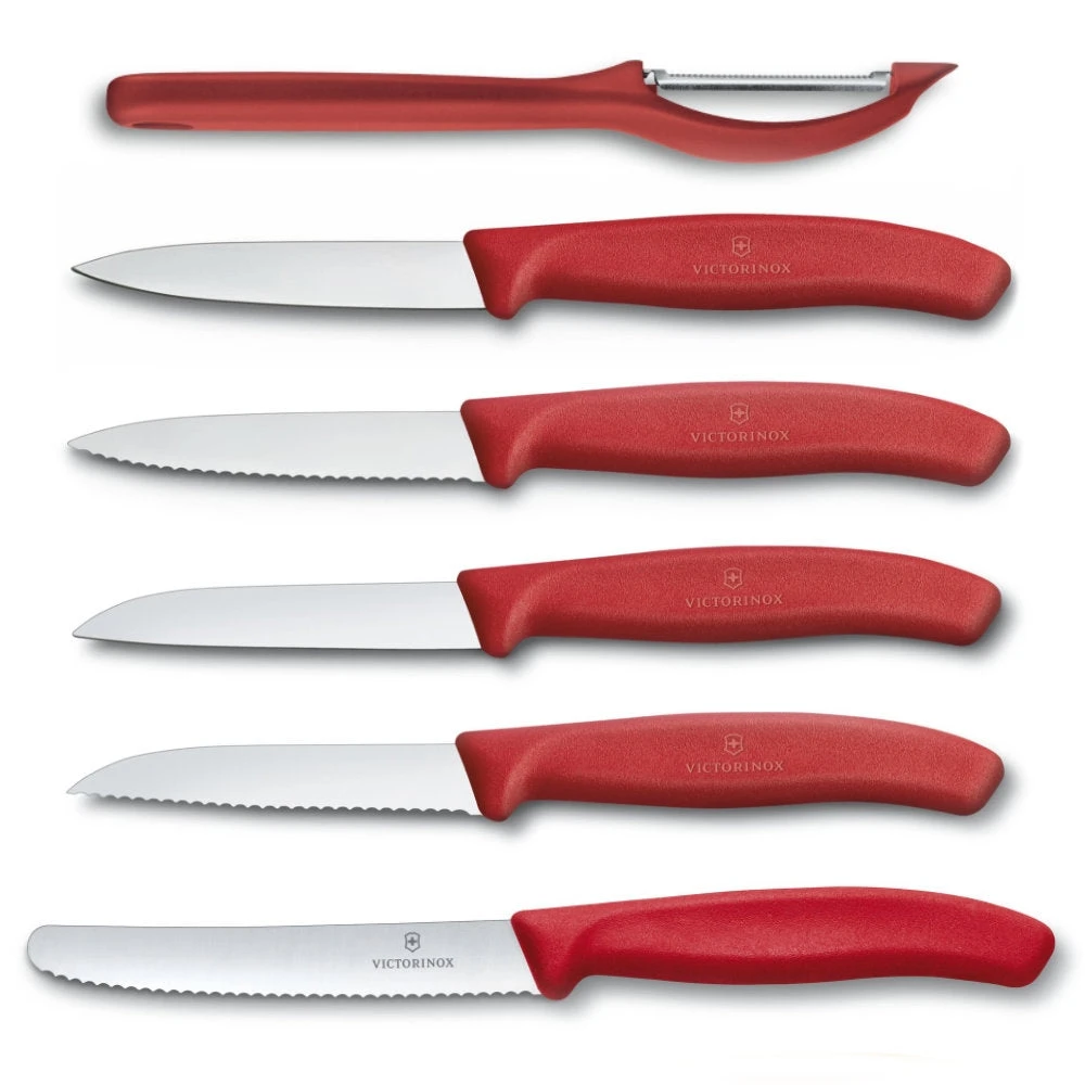 Swiss Classic 6-Piece Red Paring Knife Set By Victorinox 1 Swiss Classic 6-Piece Red Paring Knife Set By Victorinox